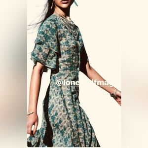 Kristinit Chloe Blue Paisley Sheer Silk Dress XSmall